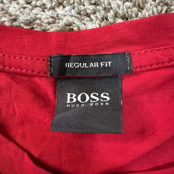 HUGO BOSS Men's Logo Tape-Print T-Shirt Size XL In Red - Picture 3 of 8